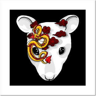 Year of the Rat - rat head with chinese ornaments Posters and Art